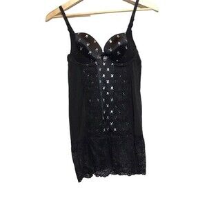 Playboy intimate‎ black and silver metallic sheer and lace mini dress